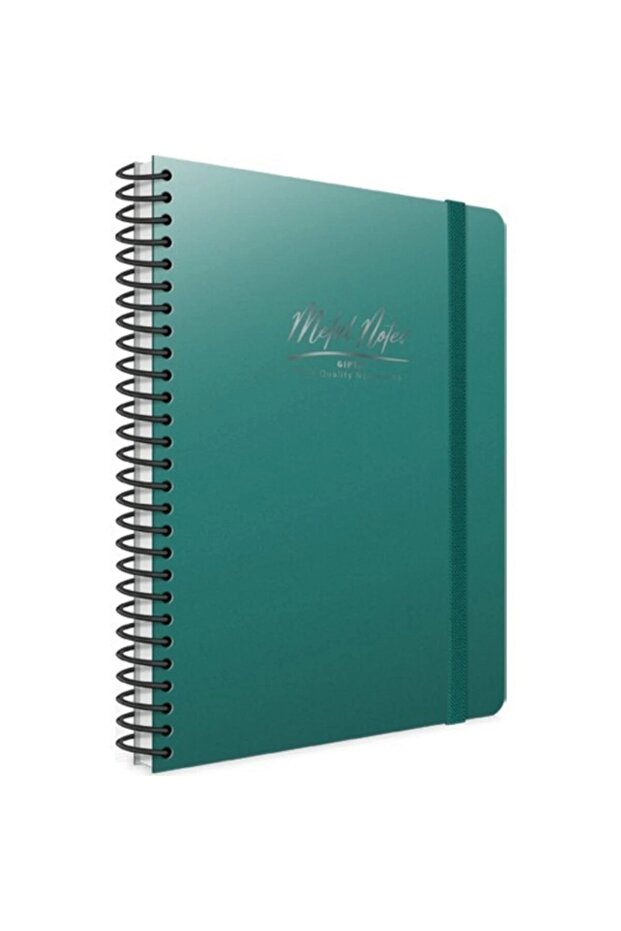 A4 80 Sheets Lined Metal Notes Spiral Plastic Cover Notebook - 1