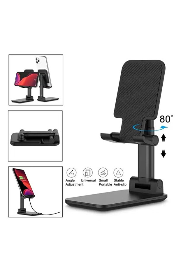 Folding Desktop Phone Stand Black حامل هاتف مكتبي قابل للطي - 3