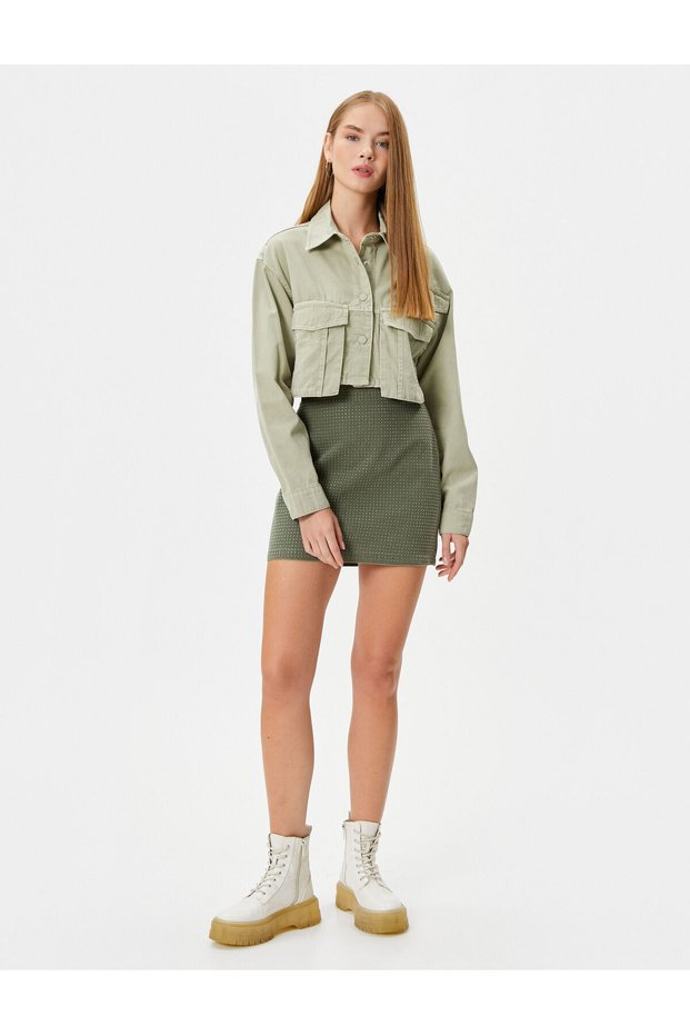 Stoned Mini Skirt - Standard Waist Tight Fit A-Line