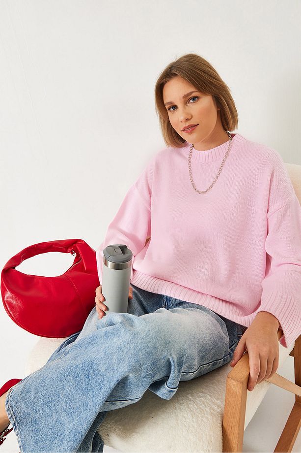 Kadın Oversize Basic Triko Kazak 20247601 - 3