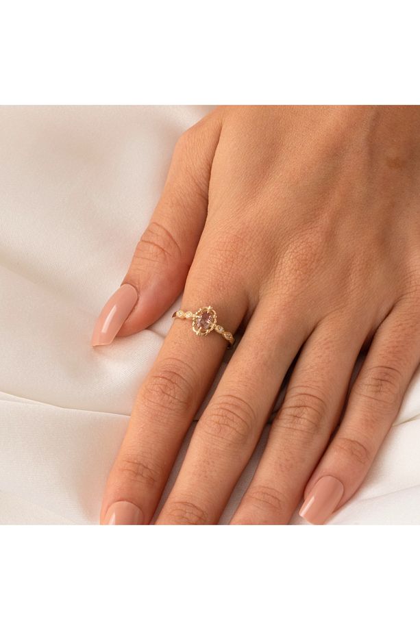 0.60 Karat Zultanit Taşlı Gelin Başı Modern Tasarım Tek Taş 925 Ayar Evlilik Teklifi Gümüş Yüzük - 4