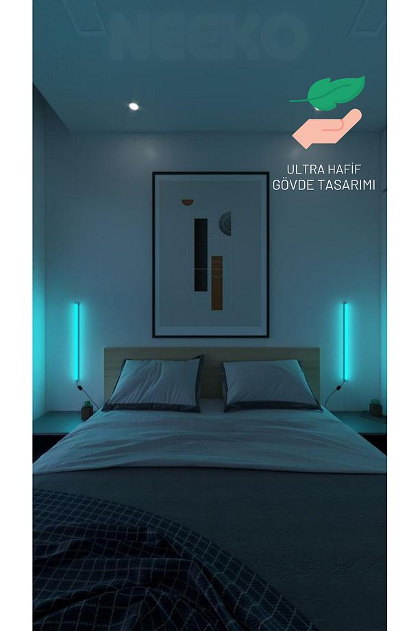 2 Adet Mini Duvar Aplik Uzaktan Kumandalı Rgb Led 16 Renk - 4