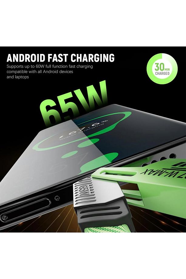 4in1 Pd 65 Watt Android Type-c 27 Watt Iphone Halat Örgü Kırılmaz Uç 1.5mt - 3
