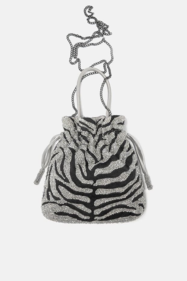 Boncuklu bucket çanta - 4