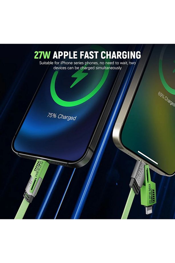 4in1 Pd 65 Watt Android Type-c 27 Watt Iphone Halat Örgü Kırılmaz Uç 1.5mt - 4