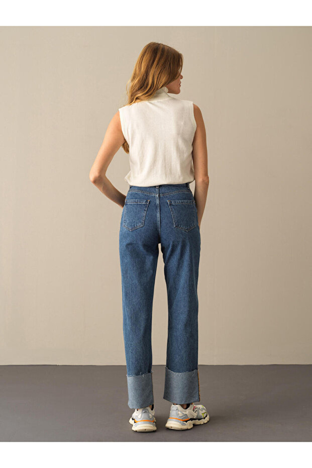 Kadın Ekru Regular Fit Basic Kazak - 4