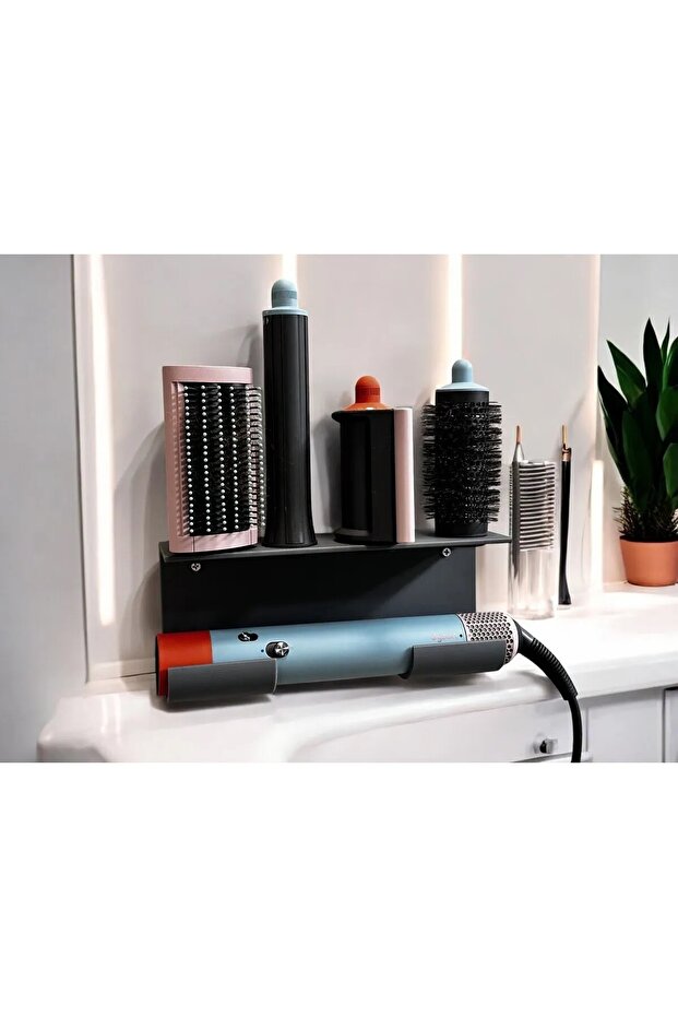 حامل منظم متوافق مع Dyson Airwrap، حامل منظم لتصفيف الشعر، مثبت على الحائط