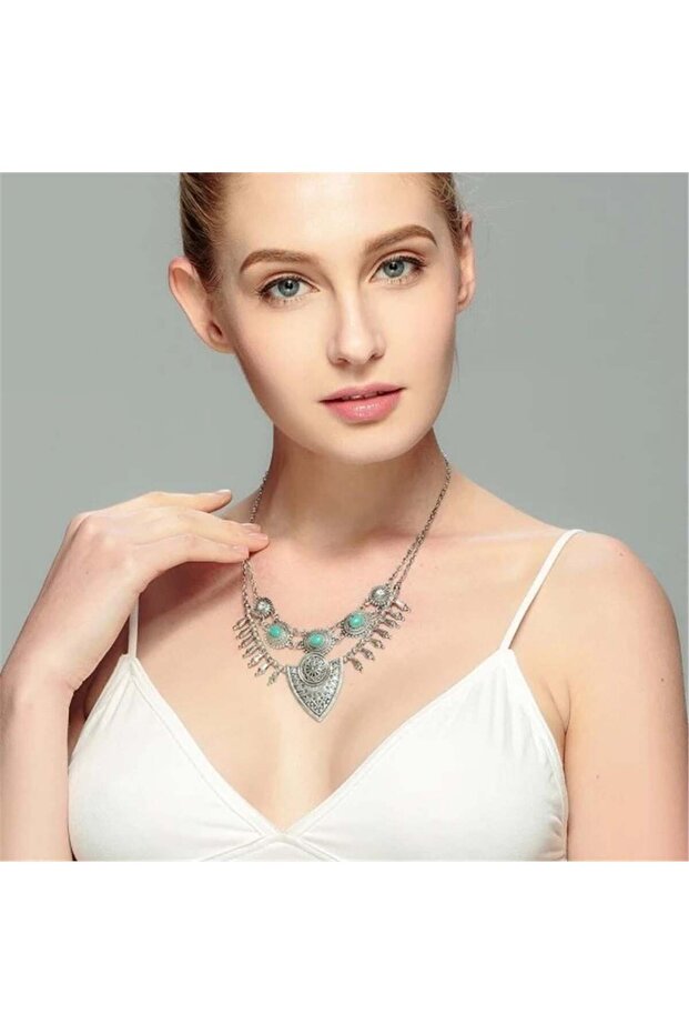 Silver Authentic Turquoise Stone Necklace