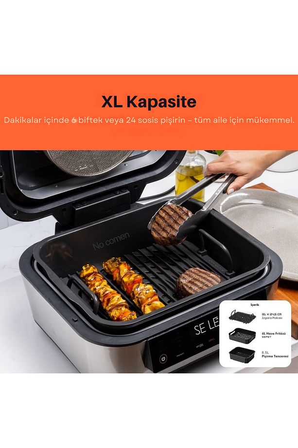 Smart İç Mekan Izgara ve Air Fryer XL 8.5L, 1760W, Akıllı Termometreli - 4
