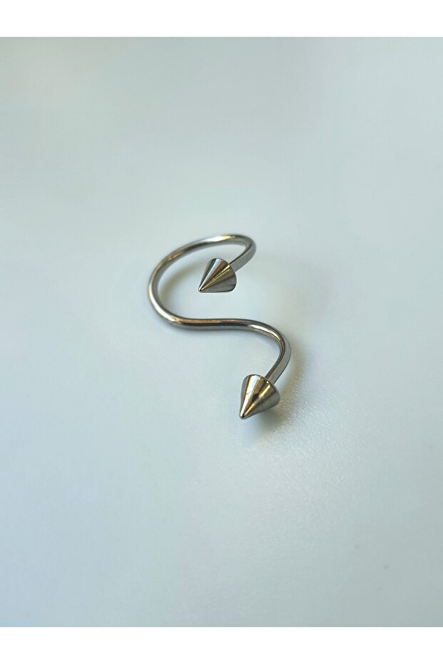 S Kıvrımlı Gümüş Renk Model Piercing Helix Tragus - 1