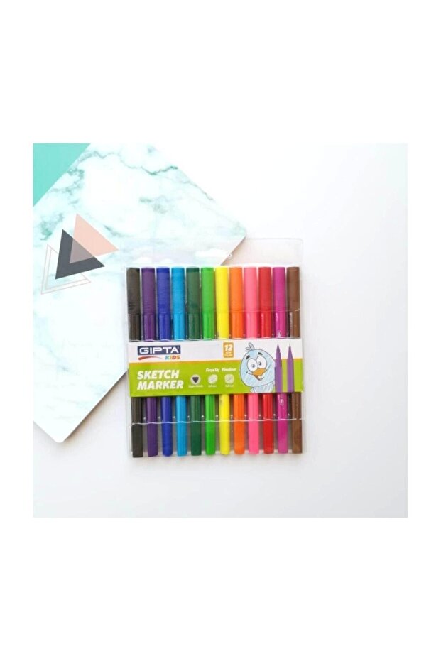 فرشاة رسم ذات طرف مثلث، 12 قطعة من قلم Fineliner