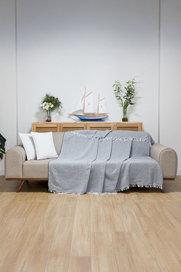 Koltuk Örtüsü 180 X 200 Cm Kanepe Çekyat Divan Berjer Örtüsü Pamuklu Yikanabilir Sade Şal - 4