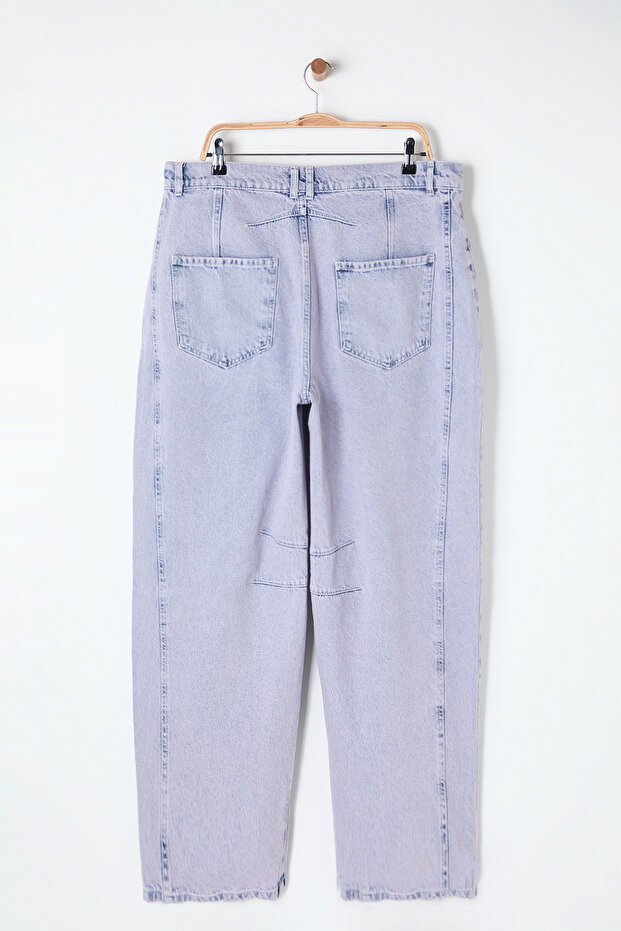 Açık Mavi-Pembe Yüksek Bel Bagyy Fit Büyük Beden Jeans TBBSS25CJ00000 - 10