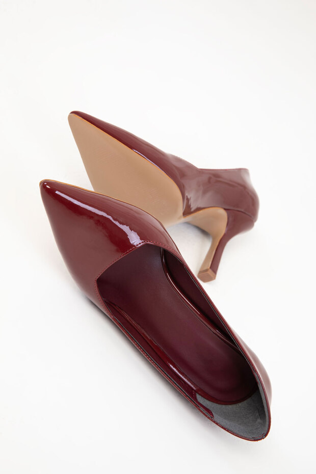 Claret Red λουστρίνι γυναικεία παπούτσια με τακούνι - Μοντέλο 20181 - 4