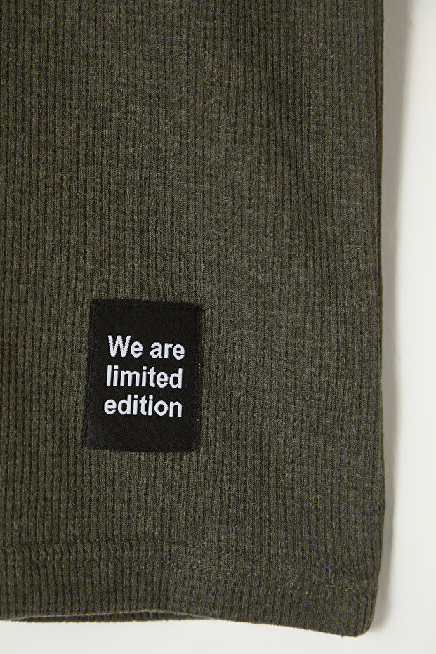 Haki Oversize/Geniş Kesim Bisiklet Yaka Basic Büyük Beden T-Shirt TMNSS25BF00000 - 5