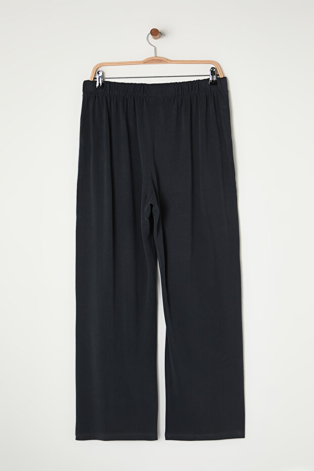 Antrasit Wide Leg Pileli Modal Dökümlü Örme Büyük Beden Pantolon TBBSS25AR00004 - 8