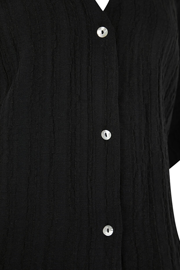 Schwarz*001 Einfarbig gewebtes 99 % Polyester, 1 % Elastan - 8