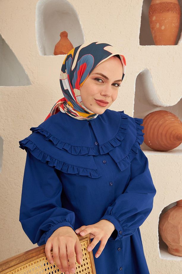 Yeni Twist Desen Pamuk Viskon Eşarp Mercan Siyah 1133-09 - 1