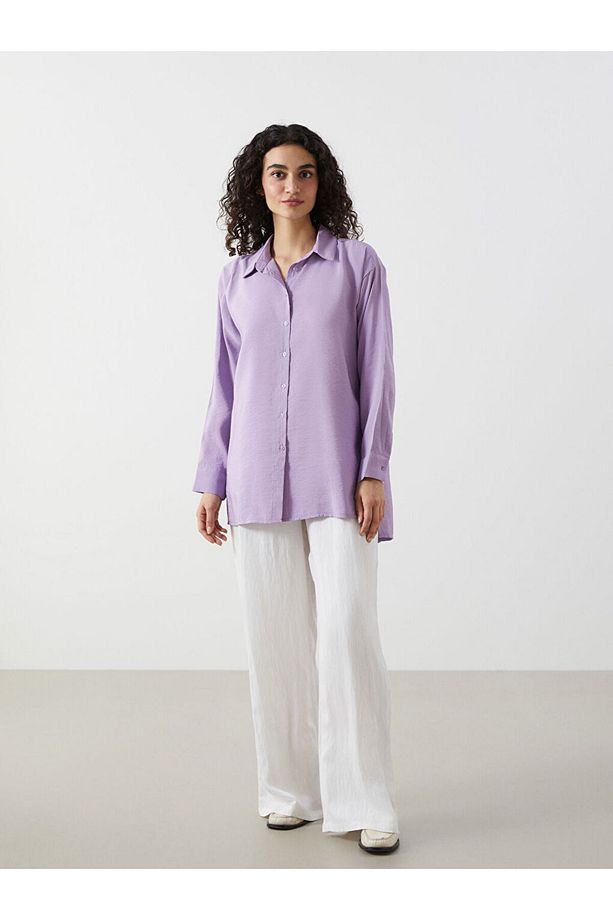 LCW Modest Lila Oversize Kadın Gömlek Tunik - 2