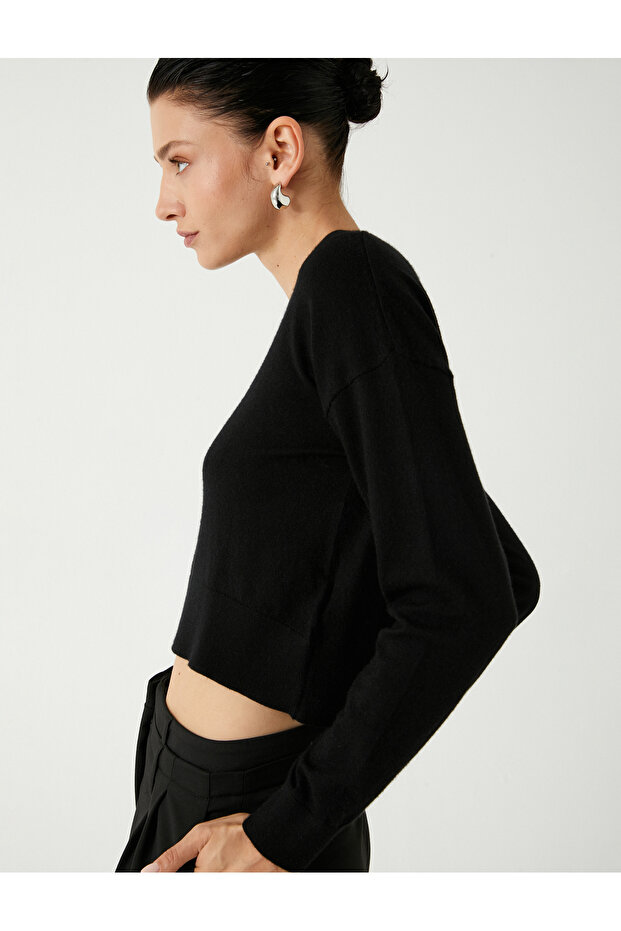 Crew Neck Sweatshirt Long Sleeve Viscose Fabric Blended