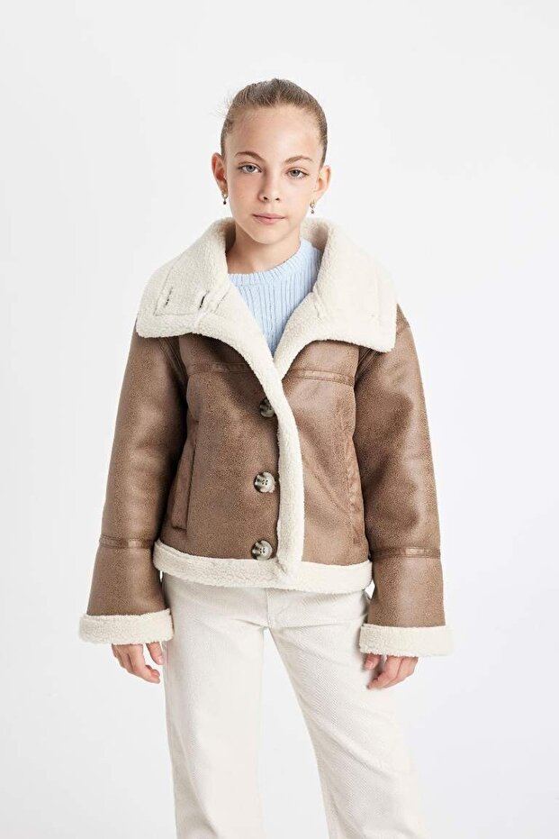 Girl's Leather Coat and Jacket C4979A8/Bn164 Brown