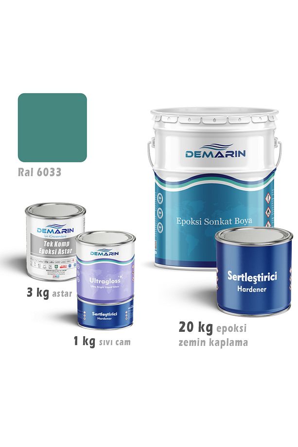 Epoksi zemin kaplama set (20 kg epoksi + 3 kg astar + 1 kg sıvı cam) - 1