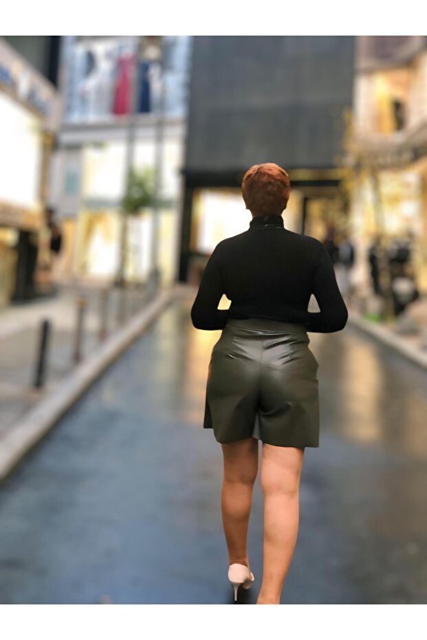 Deri mini şortlu etek - 3