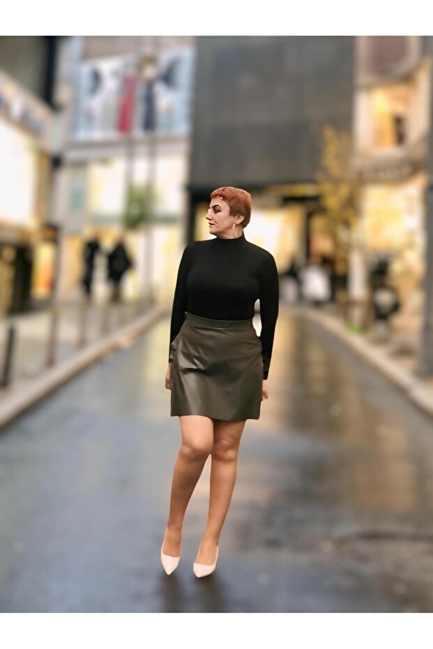 Deri mini şortlu etek - 4