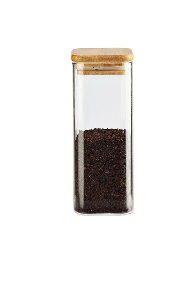 Bambu Kapaklı Kare Borosilikat Kavanoz 3'lü Set - 5