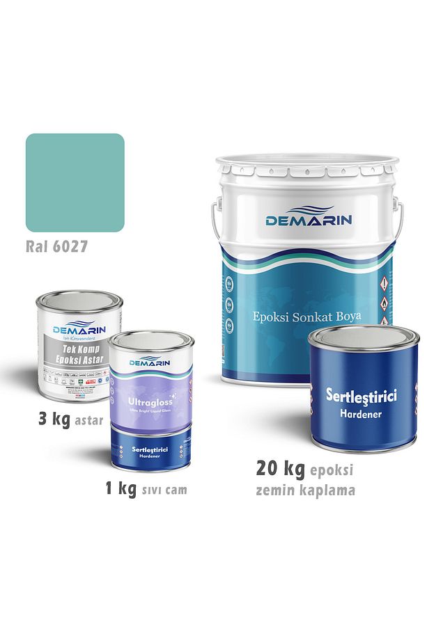 Epoksi zemin kaplama set (20 kg epoksi + 3 kg astar + 1 kg sıvı cam) - 1