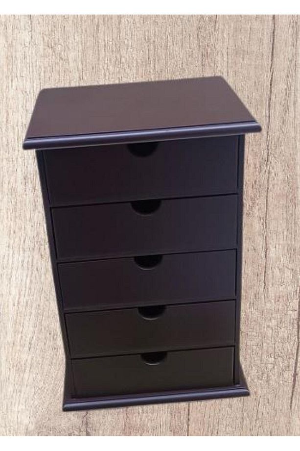 Hobi ERDL MODEL 90528 Ahşap Takı Şifonyer 5Çekmeceli Ceviz Rengi El Yapımı - 5