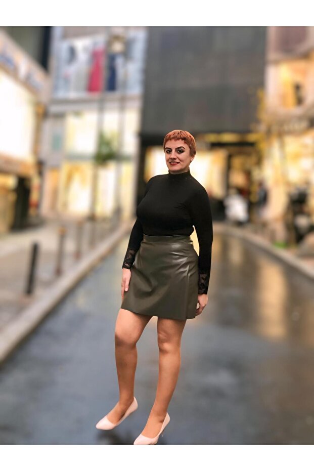 Deri mini şortlu etek - 2