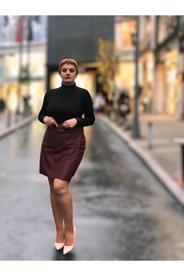 Deri mini şortlu etek - 3