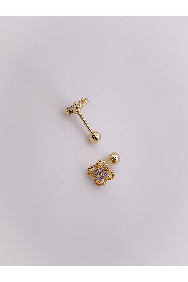 Cerrahi Çelik Piercing Marka Model Mini Yonca Kıkırdak Helix Tragus Piercing (1adet) - 4