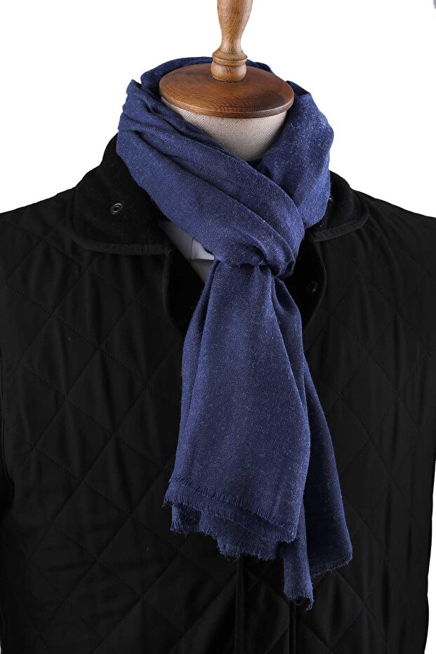 Blue Plain Unisex Shawl Kaşkol K640