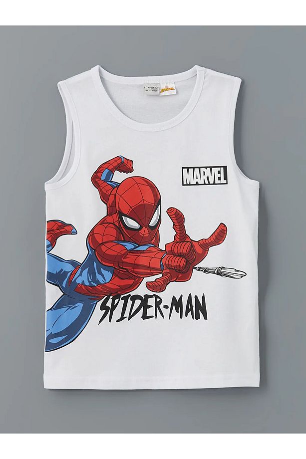 LCW Kids Mavi Bisiklet Yaka Spiderman Baskılı Erkek Çocuk Atlet ve Deniz Şortu - 2