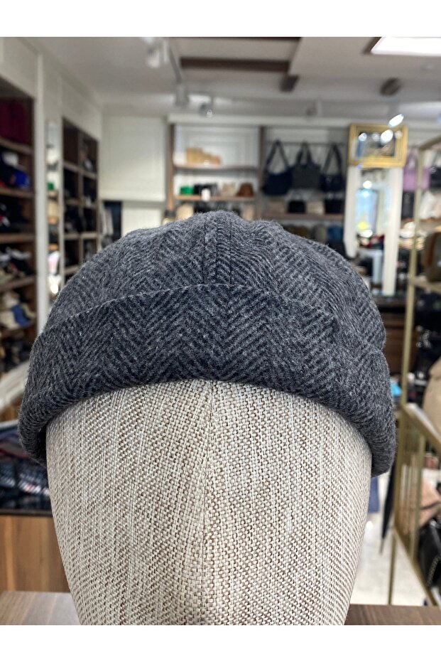 Yünlü Kışlık Docker Şapka Kısa Şapka Arkası Ayarlı Sipersiz Şapka - 5