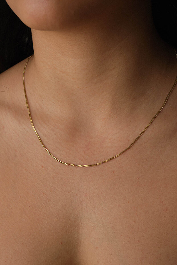 Steel Ghost Gourmet Chain Necklace Minimal Tarnish Resistant 1mm Suitable for Daily Use