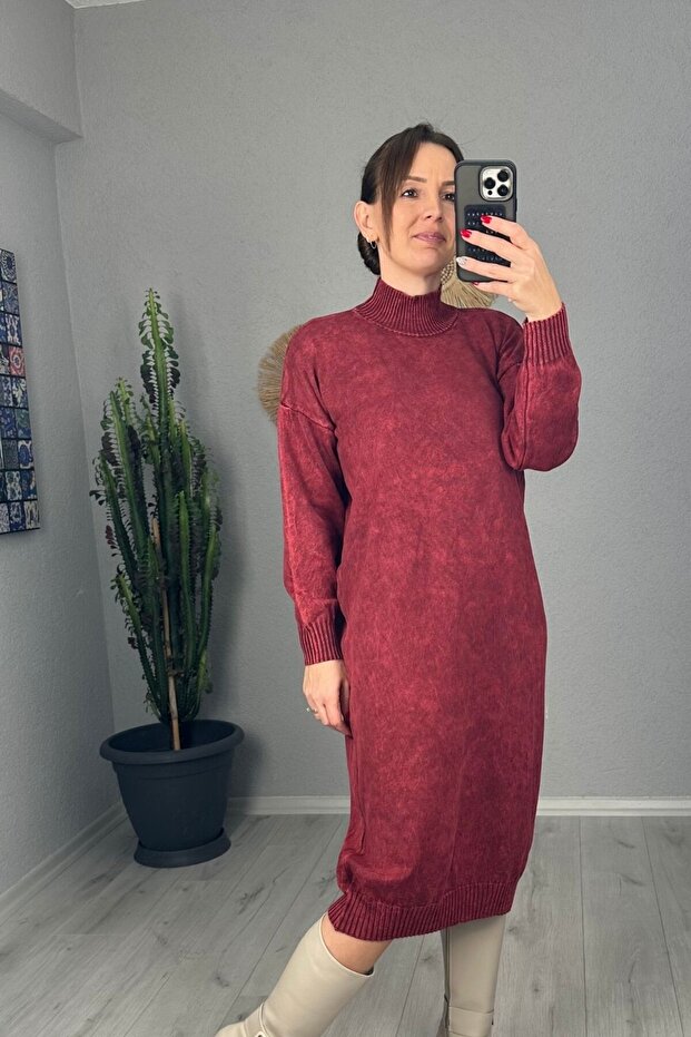 Oversize Washed Lycra Knitwear Dress