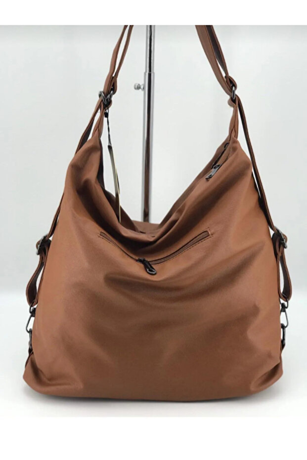 Multi-Compartment Wash Leather Shoulder and Backpack - 2