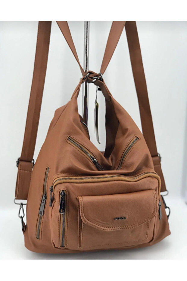 Multi-Compartment Wash Leather Shoulder and Backpack - 3