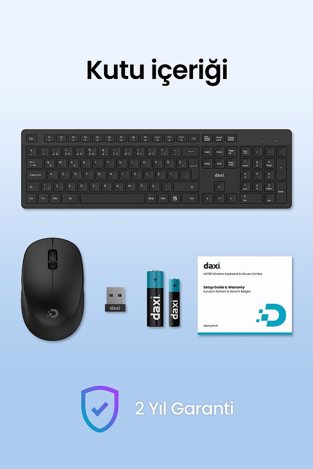 MK150 Wireless Combo Sessiz 2.4GHz Kablosuz Türkçe Q Klavye Mouse Seti - 7