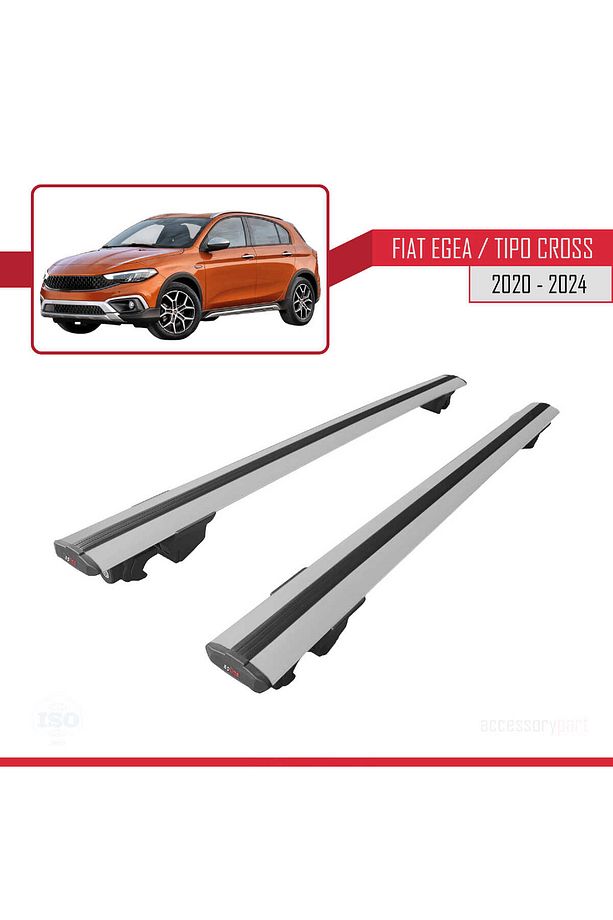 Fiat Egea Cross Ara Atkı 2020 2021 2022 2023 2024 2025 Hook Uyumlu Anahtar Kilitli Tavan Barı Gri - 1