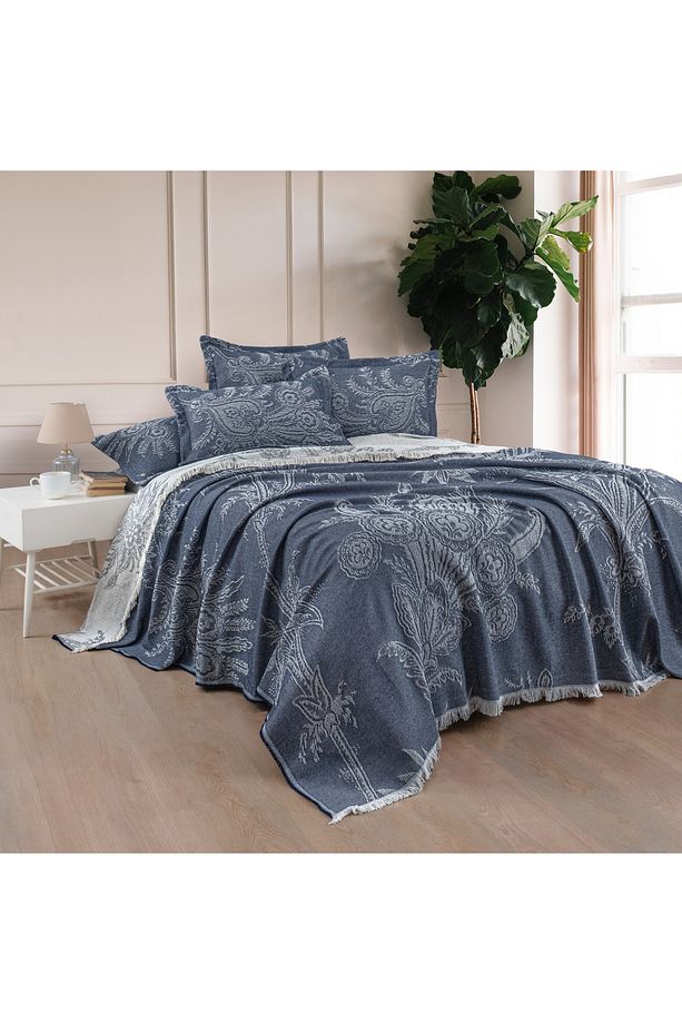 Lumina Yatak Örtüsü Seti 3 Parça-indigo - 1