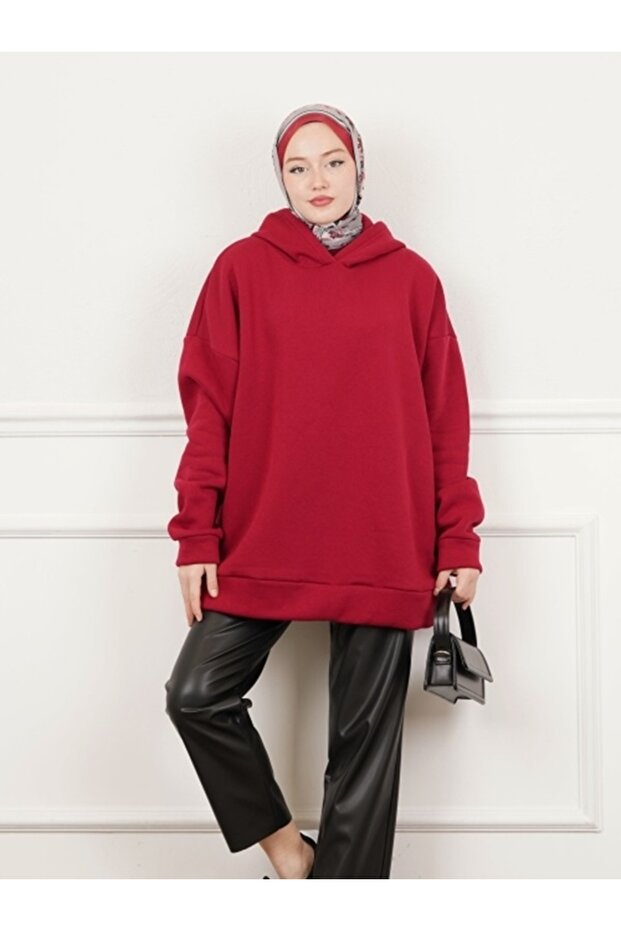 Basic Unisex 5-Piece Hooded 3-Thread Raster Sweatshirt - Baby Blue - Black - Red - Gray - Pink