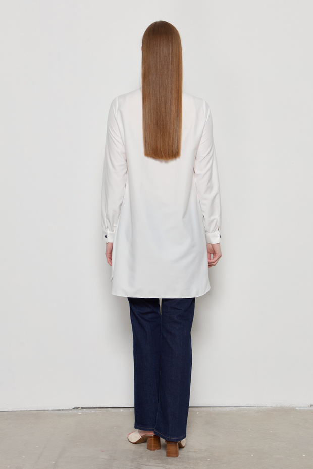 White Basic Piping Shirt - 5