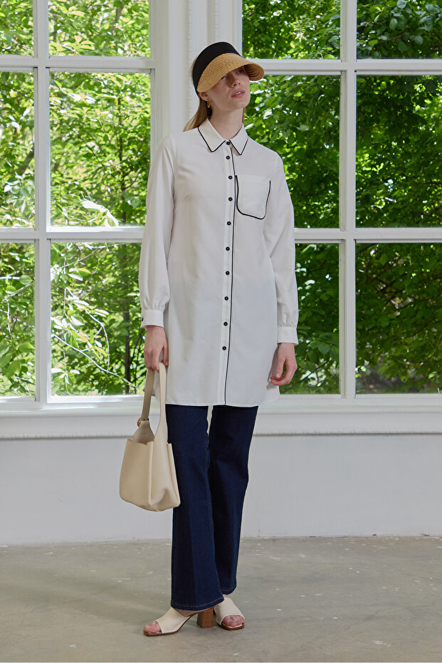 White Basic Piping Shirt - 3