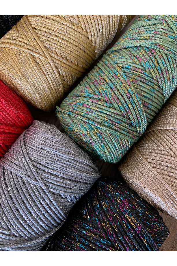 Simli Polyester Makrome Ipi No:3 100 Kırmızı 1 Mm - 100 gr - 115 M Supla Ip Çanta Ipi - 4
