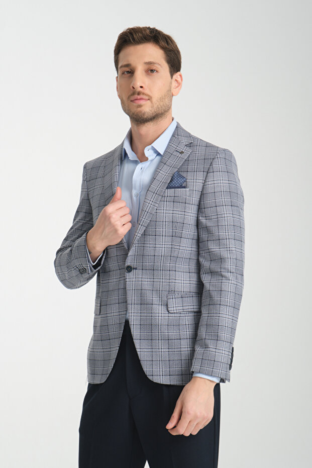 Slim Plaid Slim Fit Slim Fit Men's Blazer Jacket