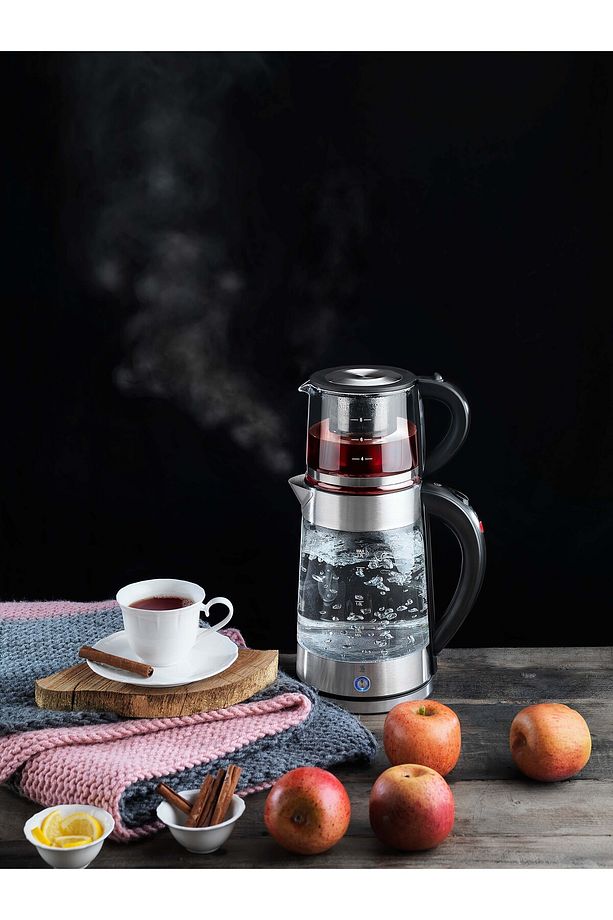Gourmemaxx Cam Çay Makinesi Kettle 4 Parça Şeffaf - 5